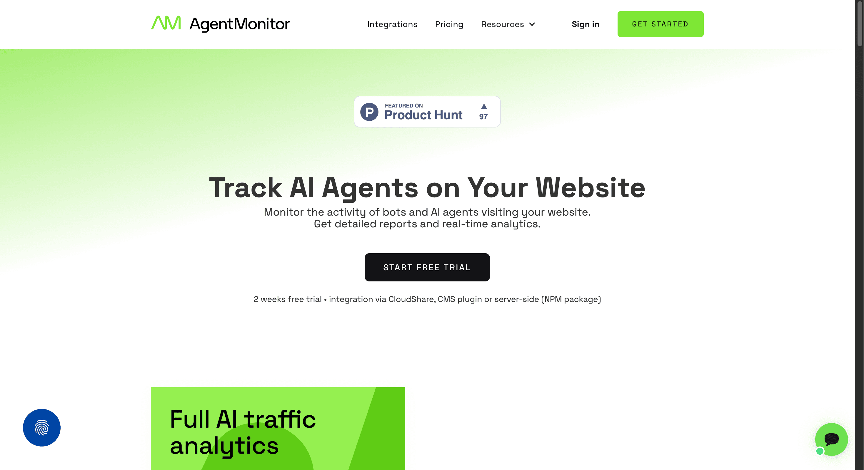 AgentMonitor — AI agent traffic analytics and monitoring