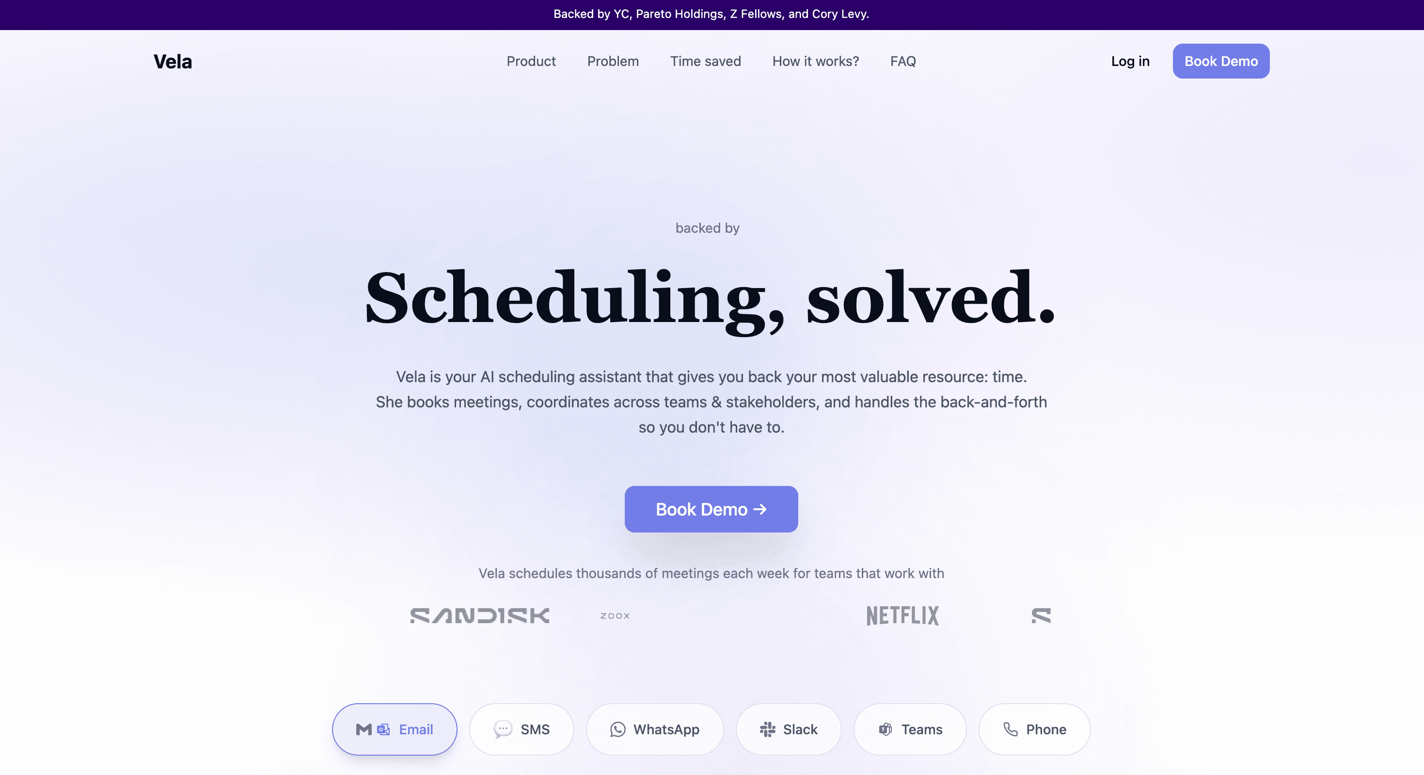 Vela — AI scheduling assistant for teams